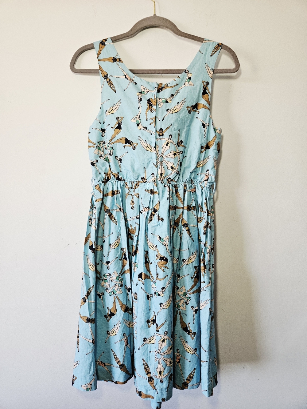 NWT Modcloth x Dupenny Retro Dress Size M Synchronized Swimming Blue - Picture 2 of 4